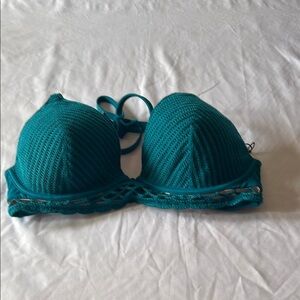 Shade & Shore Turquoise Textured Bikini Top